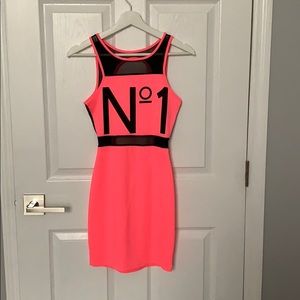 Sexy pink neon mini dress
